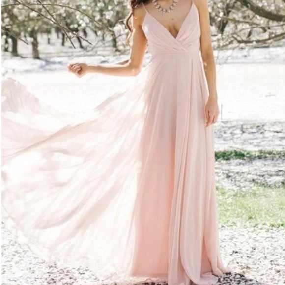 Gorgeous Morning Lavender “Cassidy” blush pink chiffon dress size small! - Picture 1 of 7